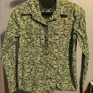 Cruel Girl Neon Green and Black Patterned Shirt